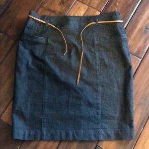 Black denim pencil skirt